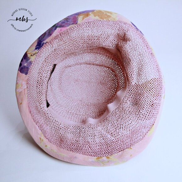 Barbara Ellen Floral Ribbon Bowler Sun Hat Pink‎ Women One Size